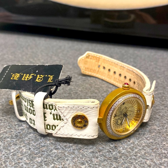 L.A.M.B. Accessories - L.A.M.B. Crystal white/green watch Bloom To Perish NWT